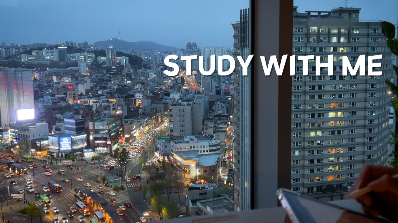 2hrs Study With Me in Seoul | Calm piano | Pomodoro Timer 50/10 * 2 sets | Late night study 함께 공부해요.