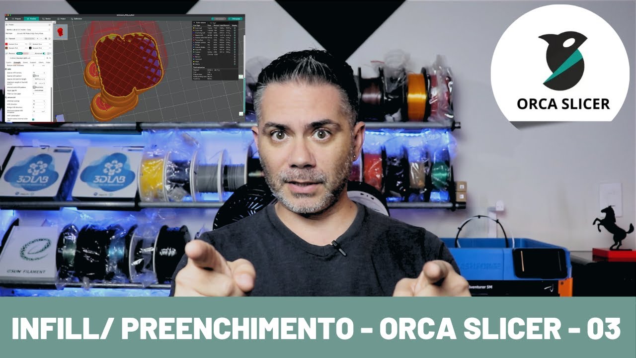 [CURSO GRÁTIS] AULA 3 - IMPRESSÃO 3D COM ORCA SLICER - INFILL/PREENCHIMENTO