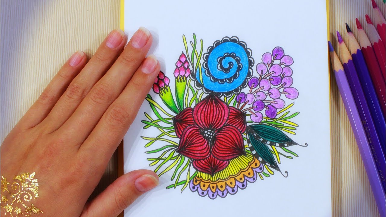 DIY: Мой SketchBOOK РИСУЮ ♥ Дудлинг Цветы ♥ Zentangle, Doodling ♥ Идеи для скетчбука, ЛД