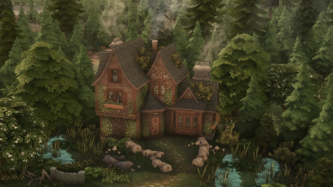 Cozy Cottage in a Forest ~ Moonwood Mill~ (The Sims 4 SpeedBuild: No CC)