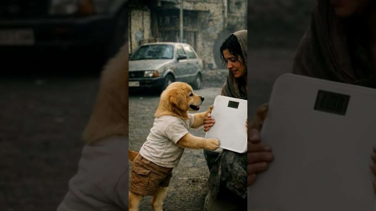 puppy helping poor woman !! 