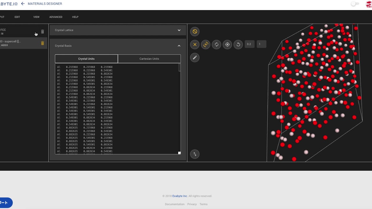 [exabyte.io] make supercell at the modeling of exabyte.io