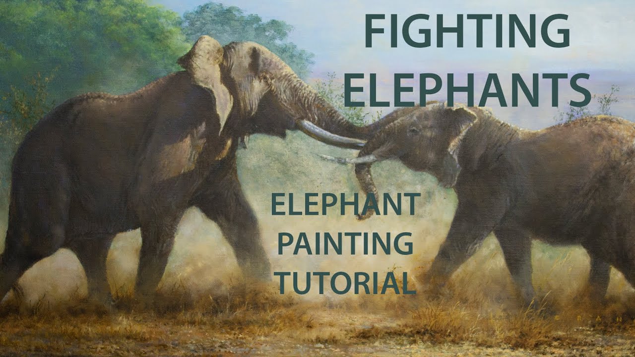 ELEPHANT PAINTING TUTORIAL - A PAINTING OF TWO ELEPHANTS