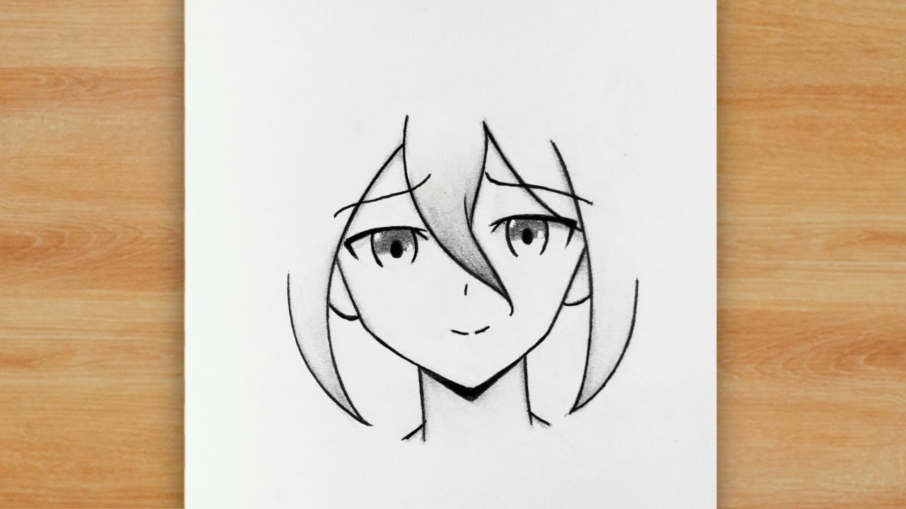 How to Draw Anime girl - Sketch / Cute Anime girl Sketch step by step easy / Anime Sketch Tutorial
