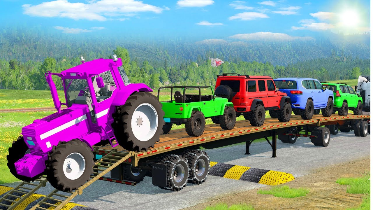 Flatbed Truck Mcqueen | Transportation with Truck - Pothole vs Car #23 - BeamNG.Drive
