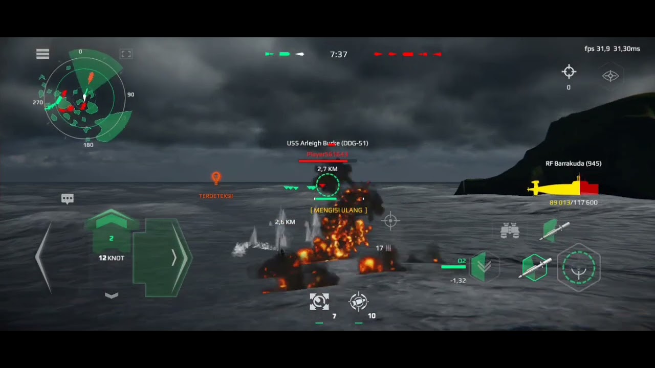 RF Barracuda (945) | kapal selam tanpa rudal | modern warship | online battle