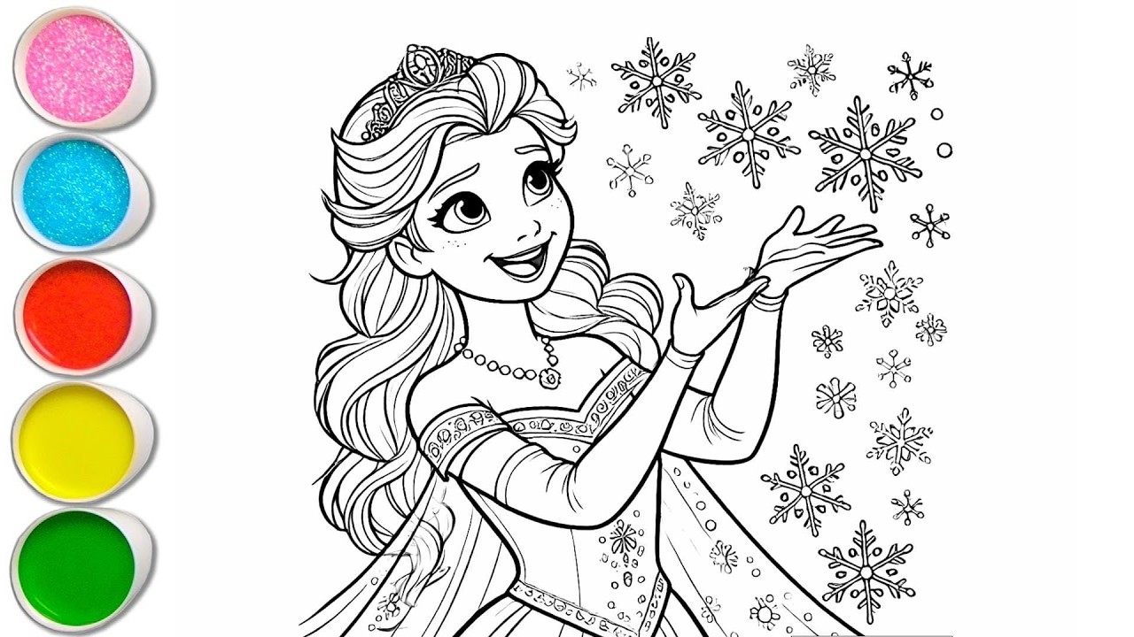Cute Elsa Frozen Drawing for kids, Painting & Coloring for kids, Toddlers | Let's Draw Together