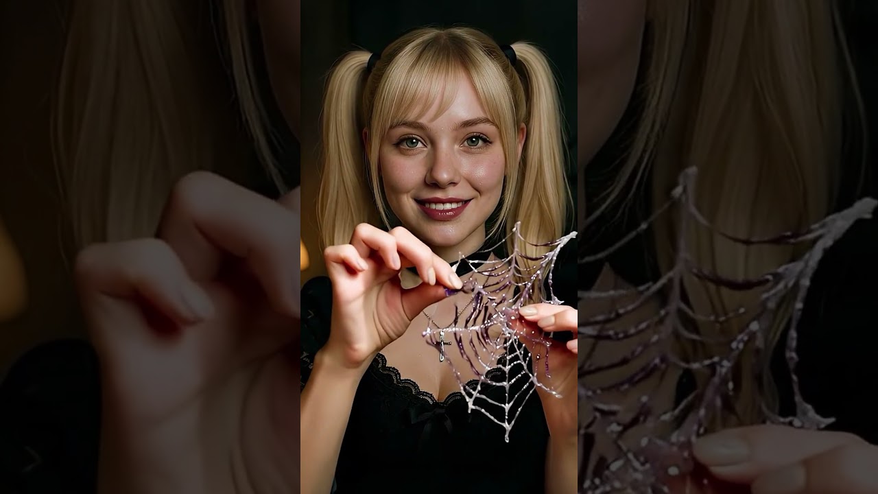 Misa Amane Cosplay ASMR: Eating Dream Spun Sugar Web (Ethereal & Crisp)