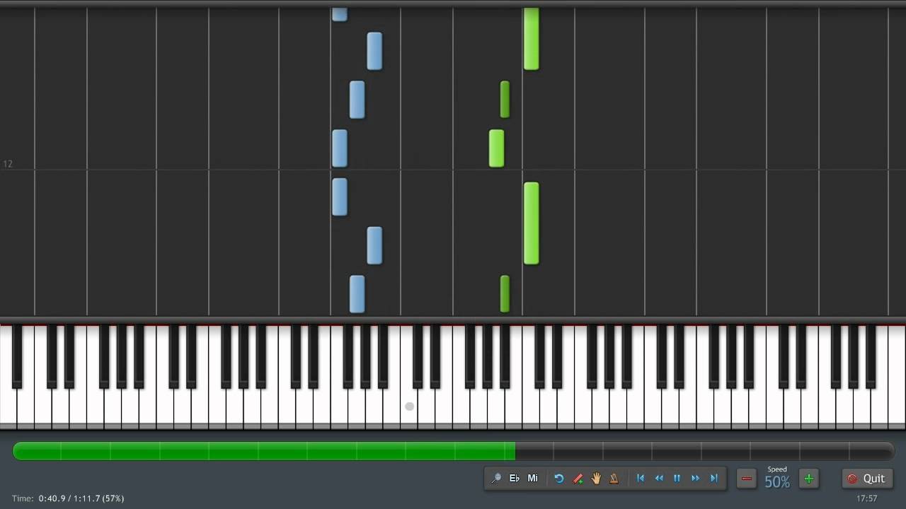 Frere Jacques - Piano Tutorial (50% Speed) Synthesia + Sheet Music & MIDI
