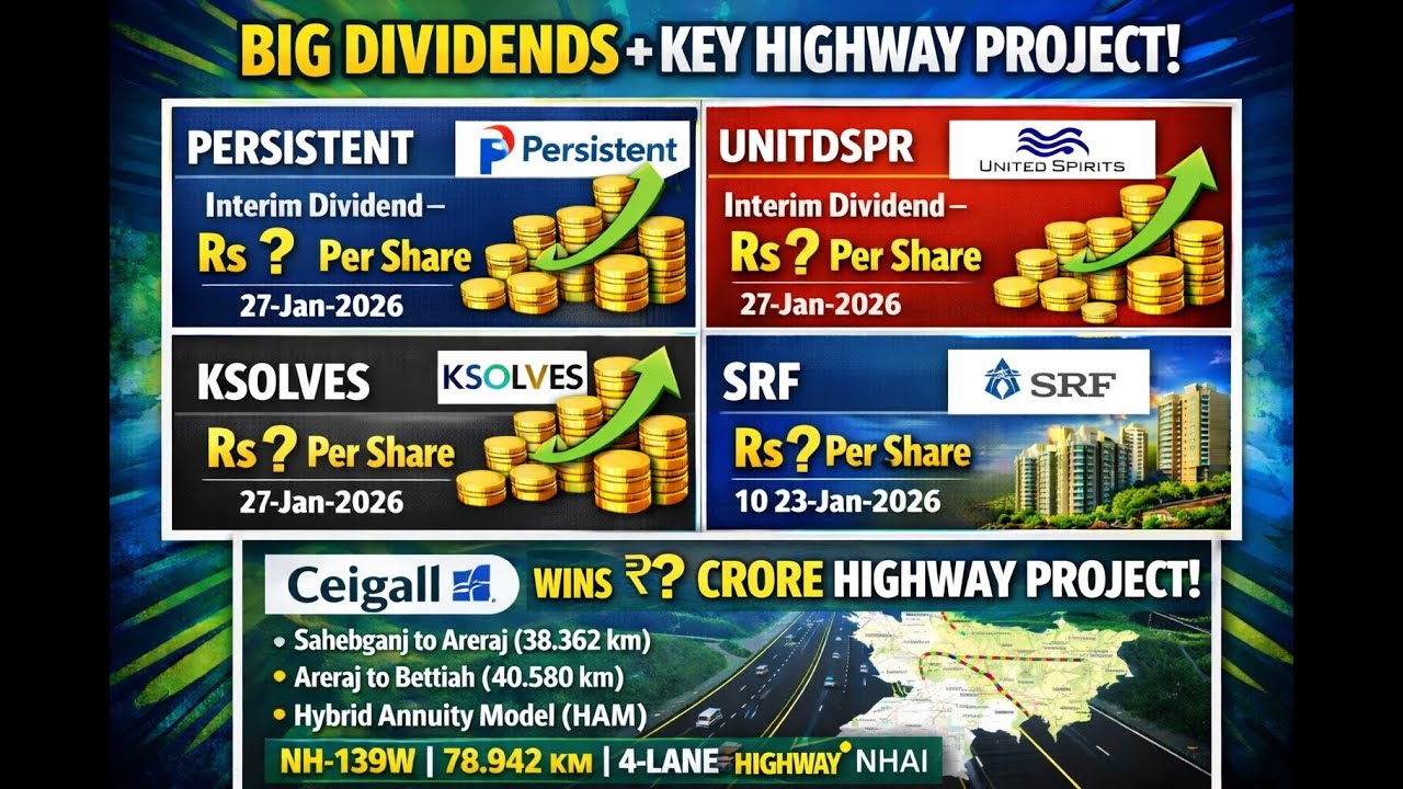 Big Dividends| New Orders | Persistent System, United Spirits & SRF Dividend Details 2026