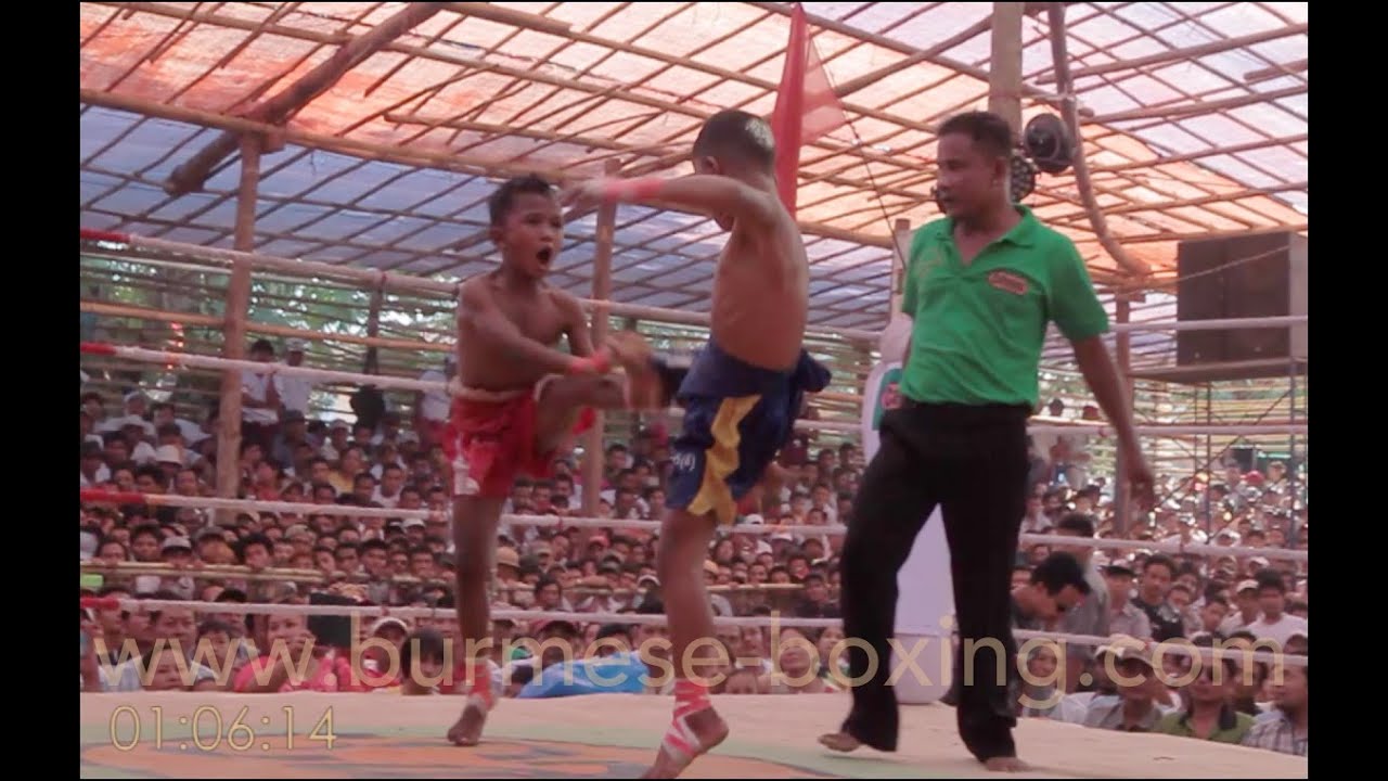 Lethwei Burmese Boxing [HD] - Kid's Bare Knuckle Fight in Mon State, Myanmar - 04.02.2015 Ye