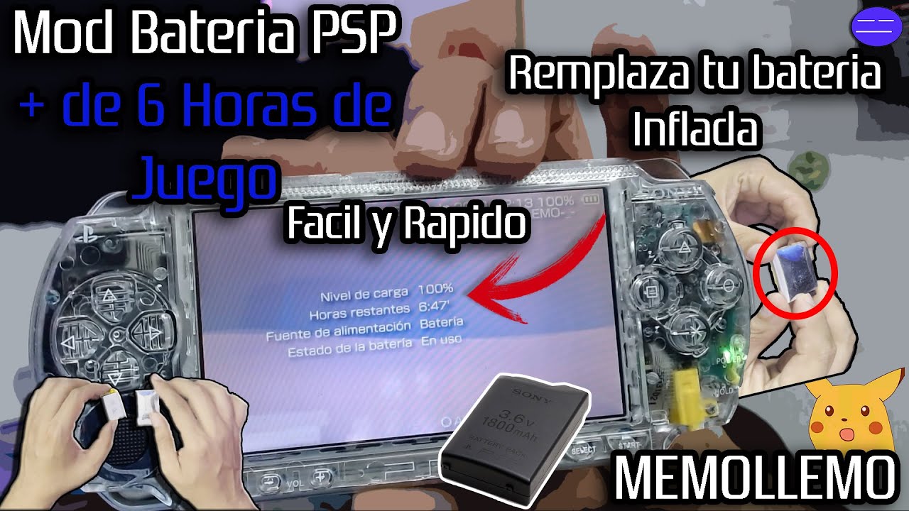 Mod Batería PSP Mas de 6 Horas de Juego | Remplaza Batería Inflada |