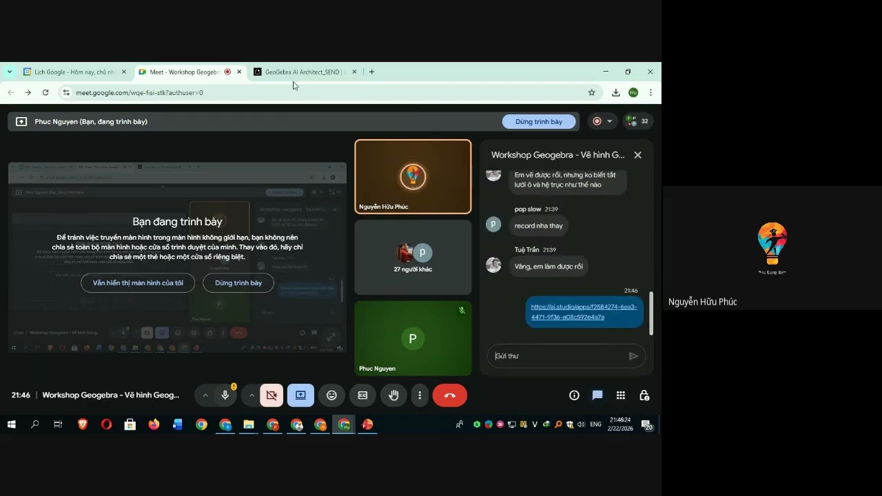 Workshop GeoGebra – Vẽ hình từ đề bài bằng AI | Google AI Studio