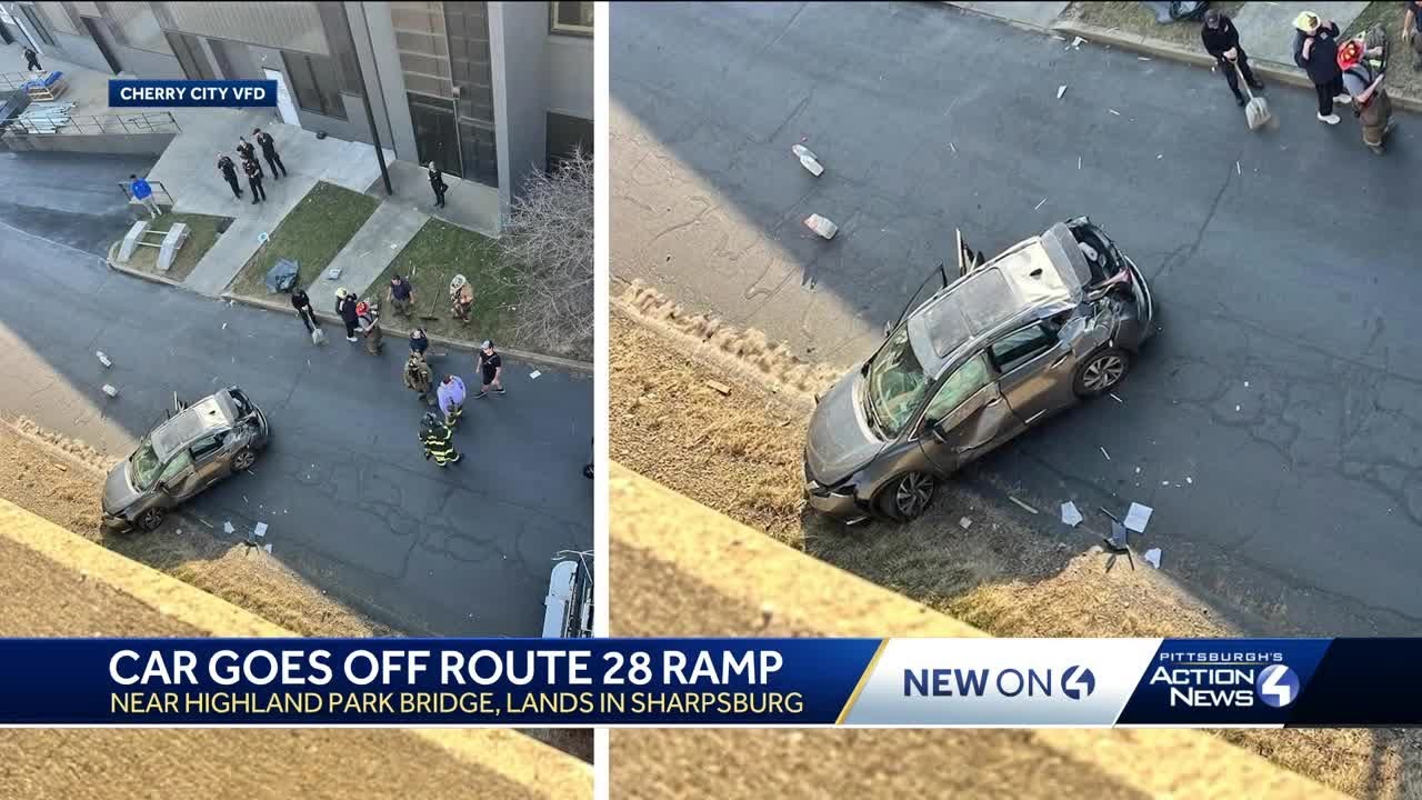 Vehicle crashes, rolls off Highland Park Bridge in Sharpsburg