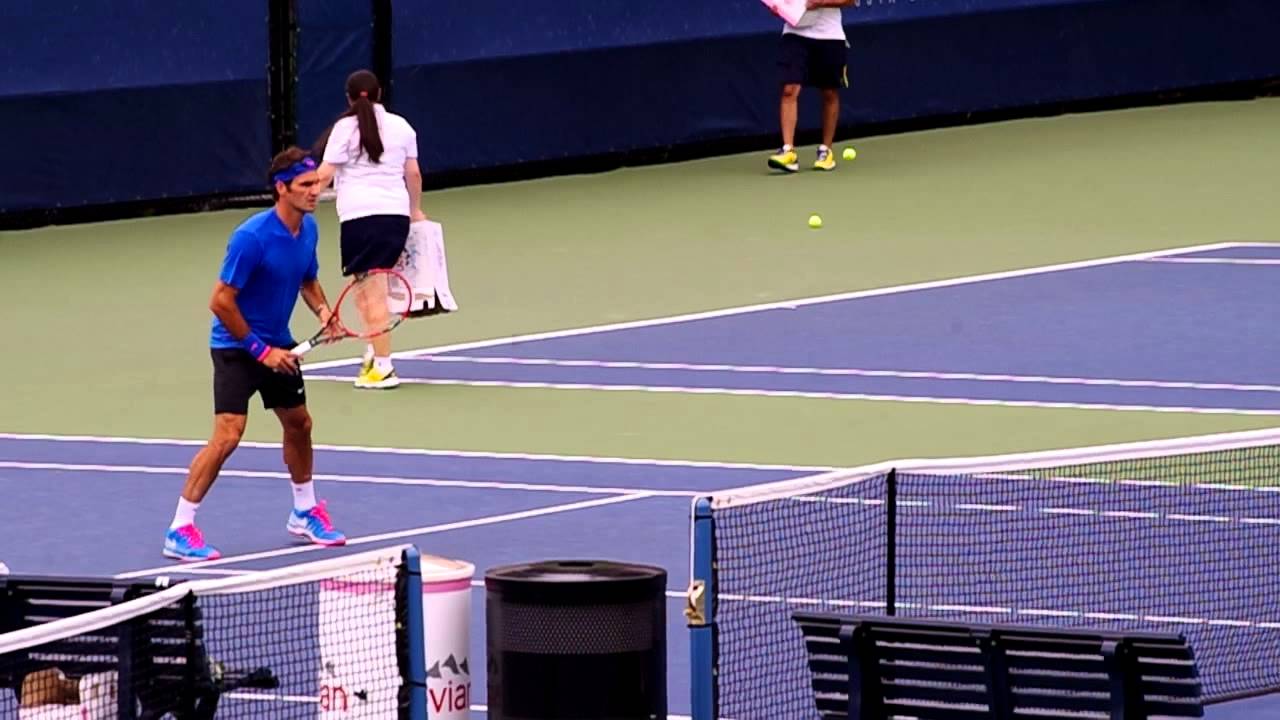 Roger Federer US Open Volley Practice 8/30/2014
