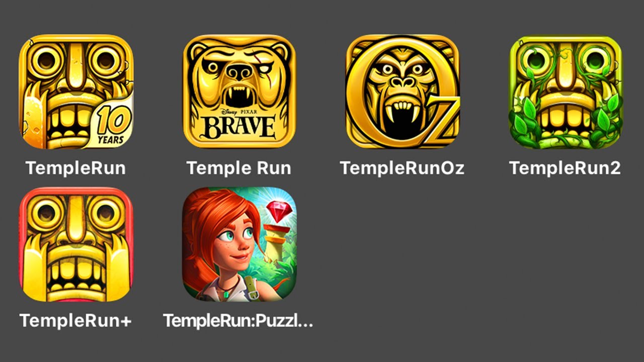 Temple Run 1,Temple Run Brave,Temple Run Oz,Temple Run 2,Temple Run +,Temple Run Puzzle Adventure