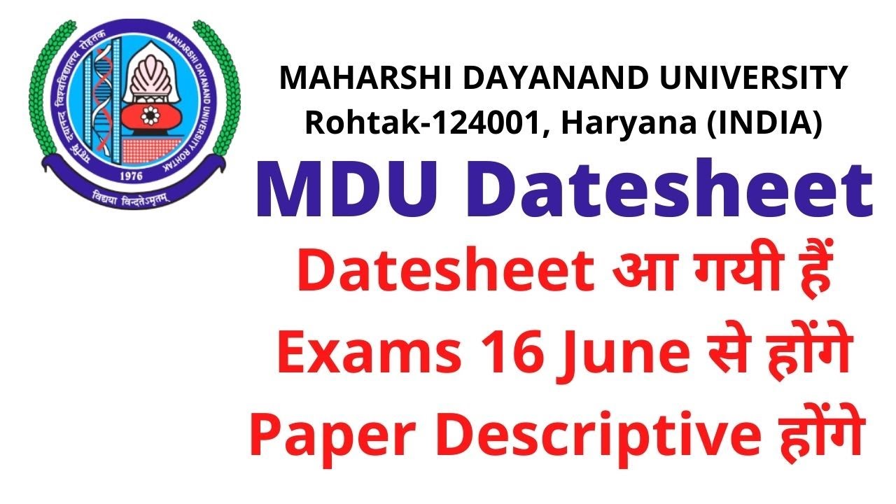 MDU new datesheet for online exams #MDU