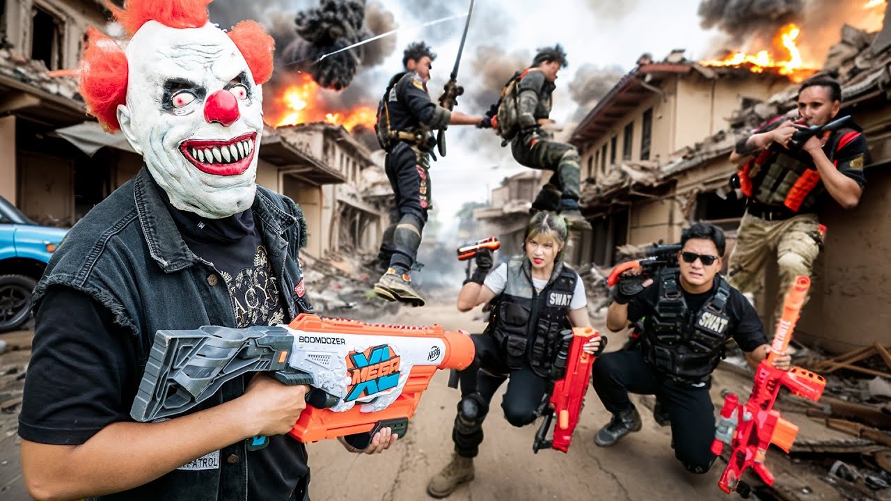 3T Nerf War : Legendary Nerf Guns SEAL X & Rose Battle Dangerous Tiger Mask Bandits!