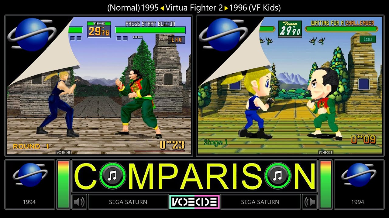 Dual Longplay of Virtua Fighter 2 (Sega Saturn vs Sega Saturn) comparison @vcdecide