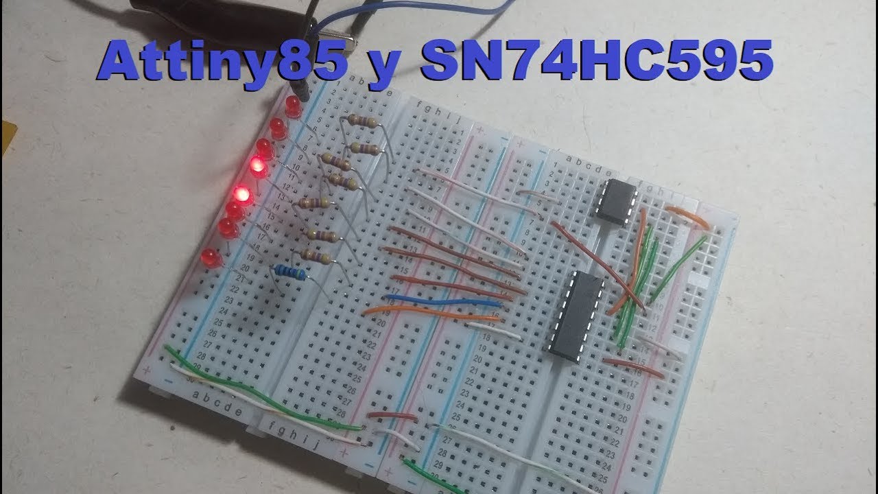Attiny85 y el registro de desplazamiento SN74HC595
