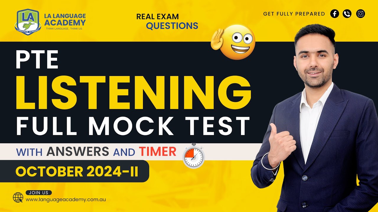 PTE Listening Full Mock Test with Answers | October 2024-II | Language Academy PTE NAATI & IELTS