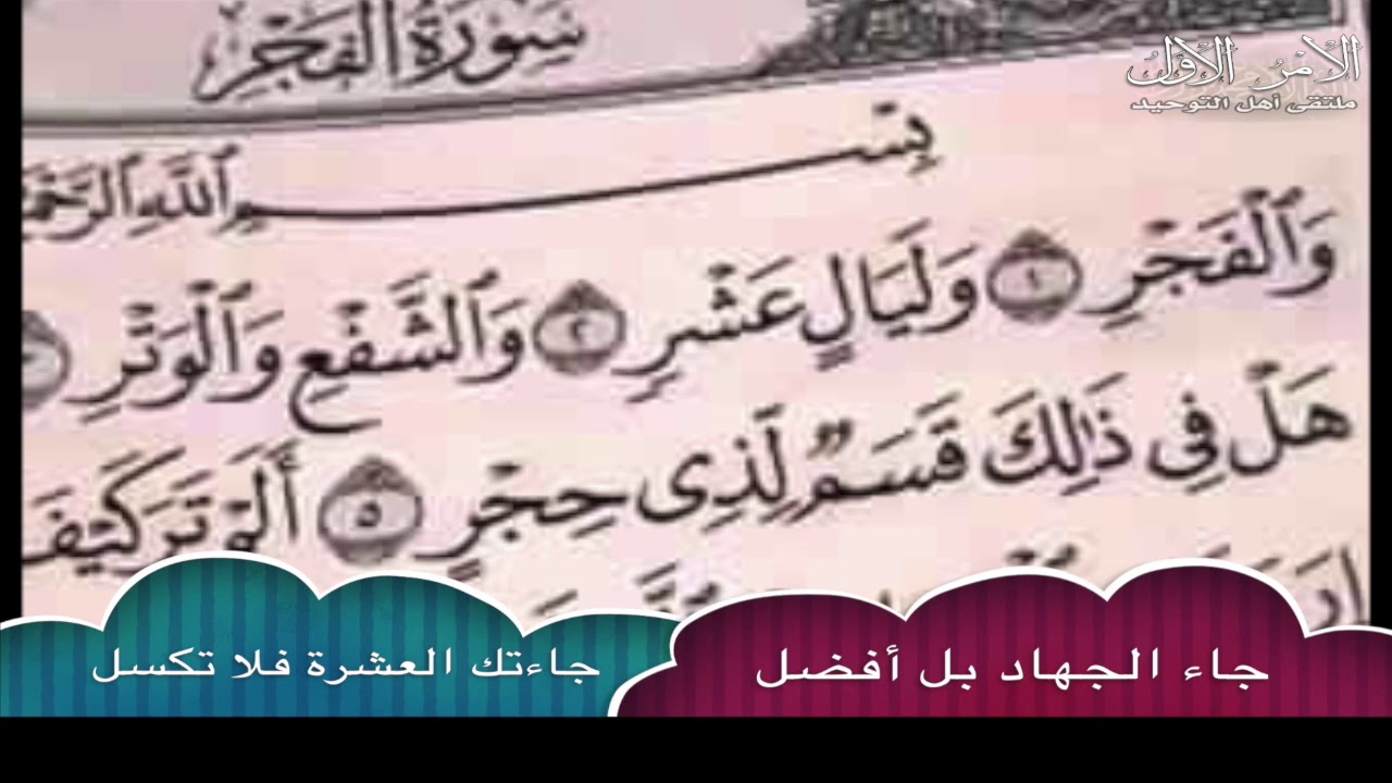 جاء الجهاد بل افضل جاءتك العشرة فلاتكسل