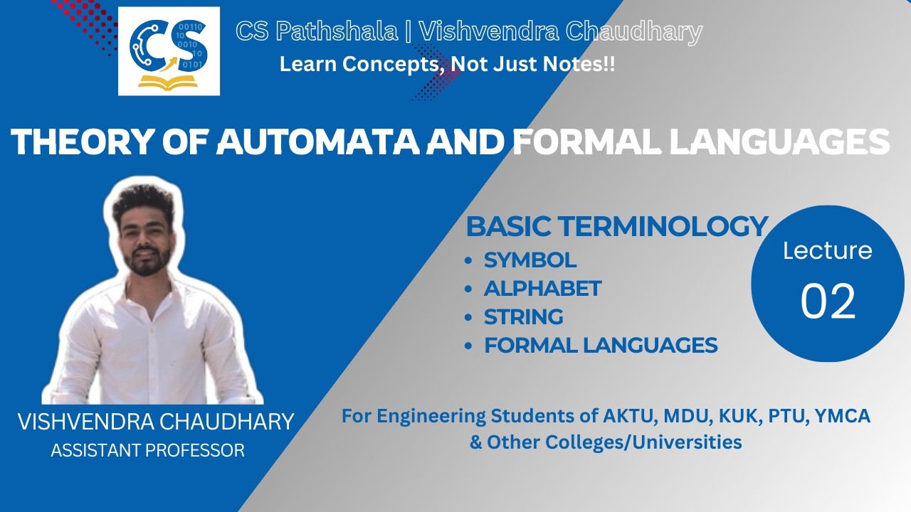 TAFL | Unit-1 | Lecture-2 | Basic Terms: Symbol, Alphabet, String, Formal Language | AKTU B.Tech CSE