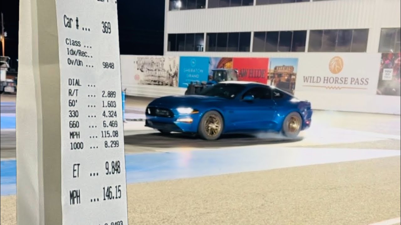 ESS SUPERCHARGED Mustang 10R80 1/4 mile pass - 9.84 @ 146