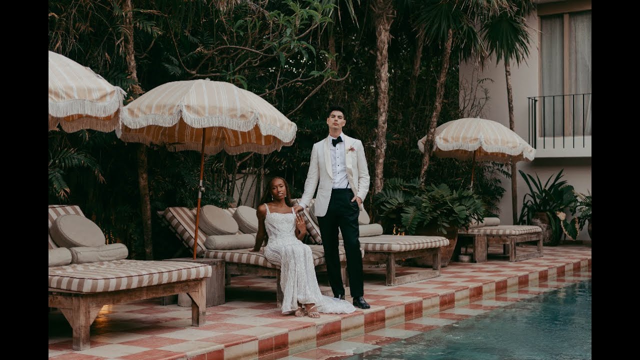 Modern design beach wedding in Tulum