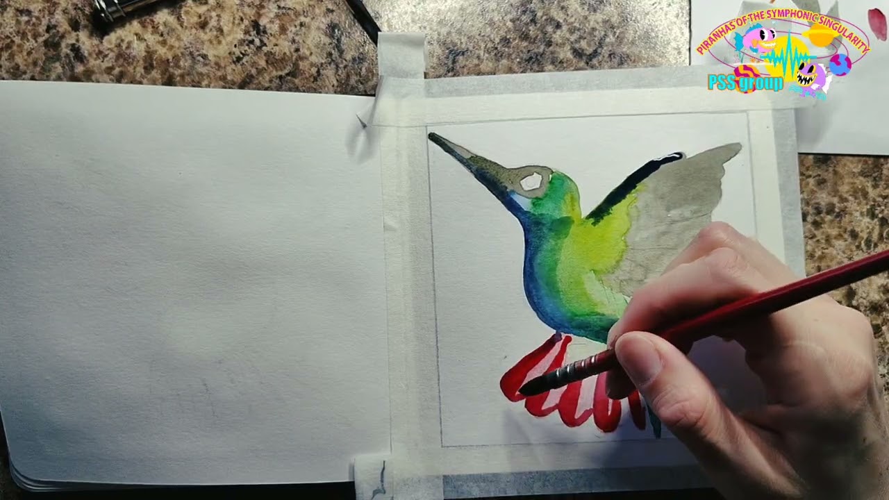 Рисуем колибри акварелью🩵 #art #урокирисования #какрисовать #artisticchannel #акварель #artcommunity