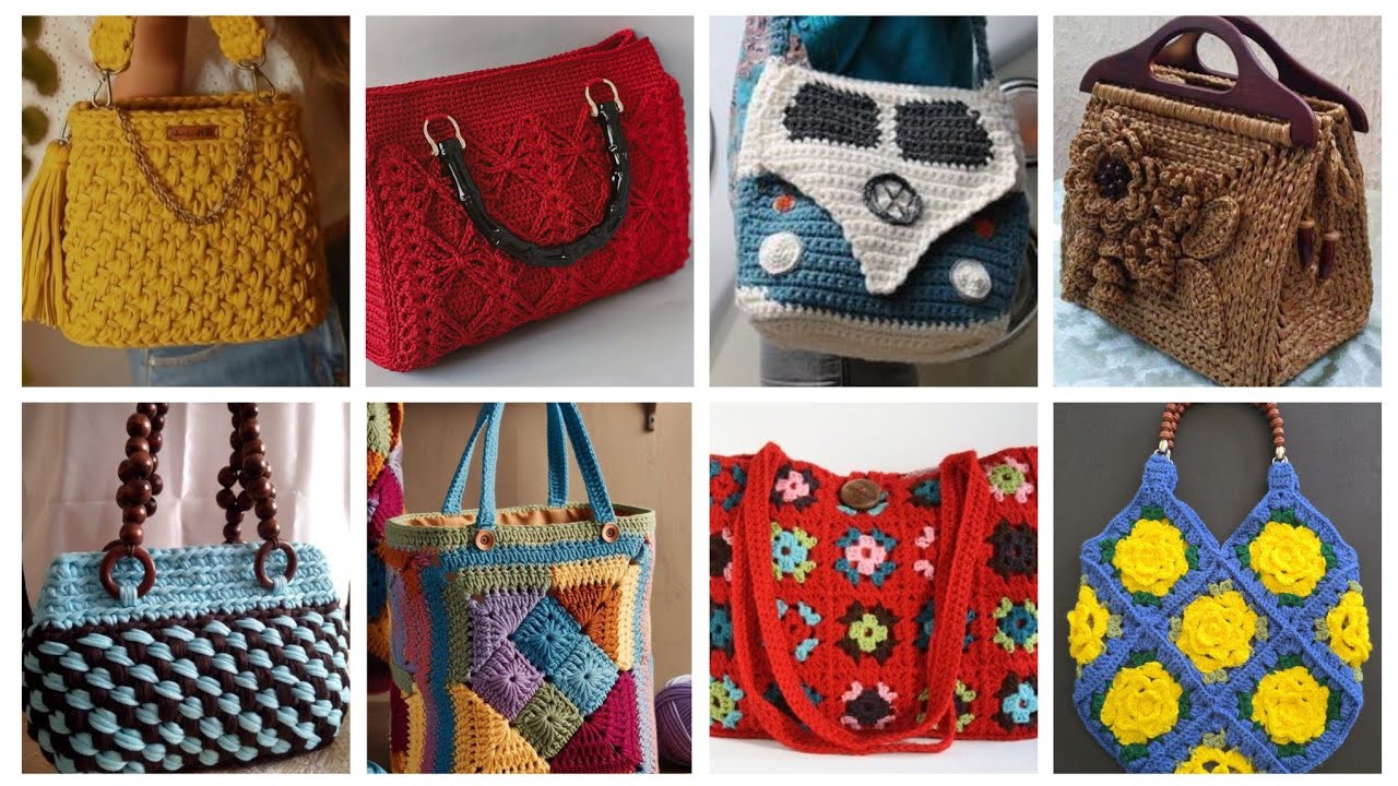 Attractive 200+crochet hand bags designs for girls 