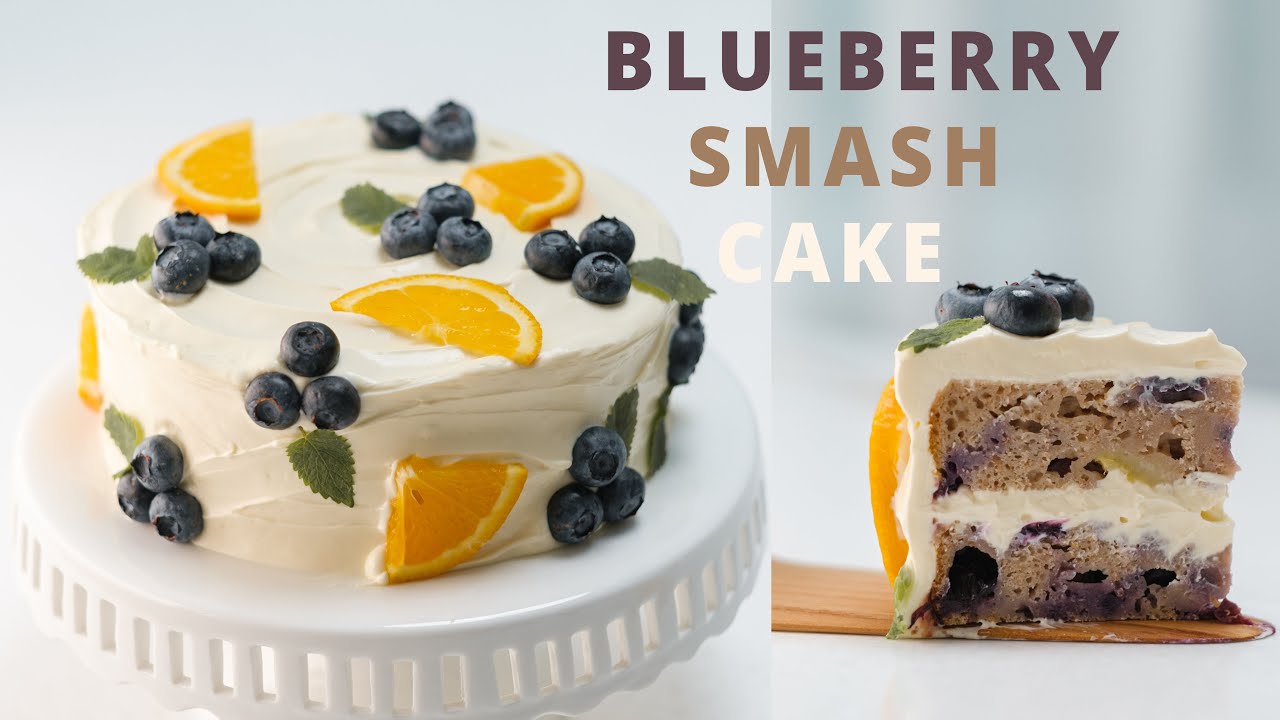 超級健康的 寶寶1 歲生日藍莓蛋糕 Blueberry Smash Cake recipe ASMR
