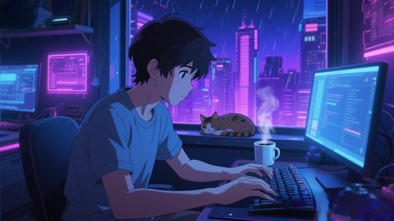 Neon Syntax &ndash; Chill Lofi Coding in a Futuristic City