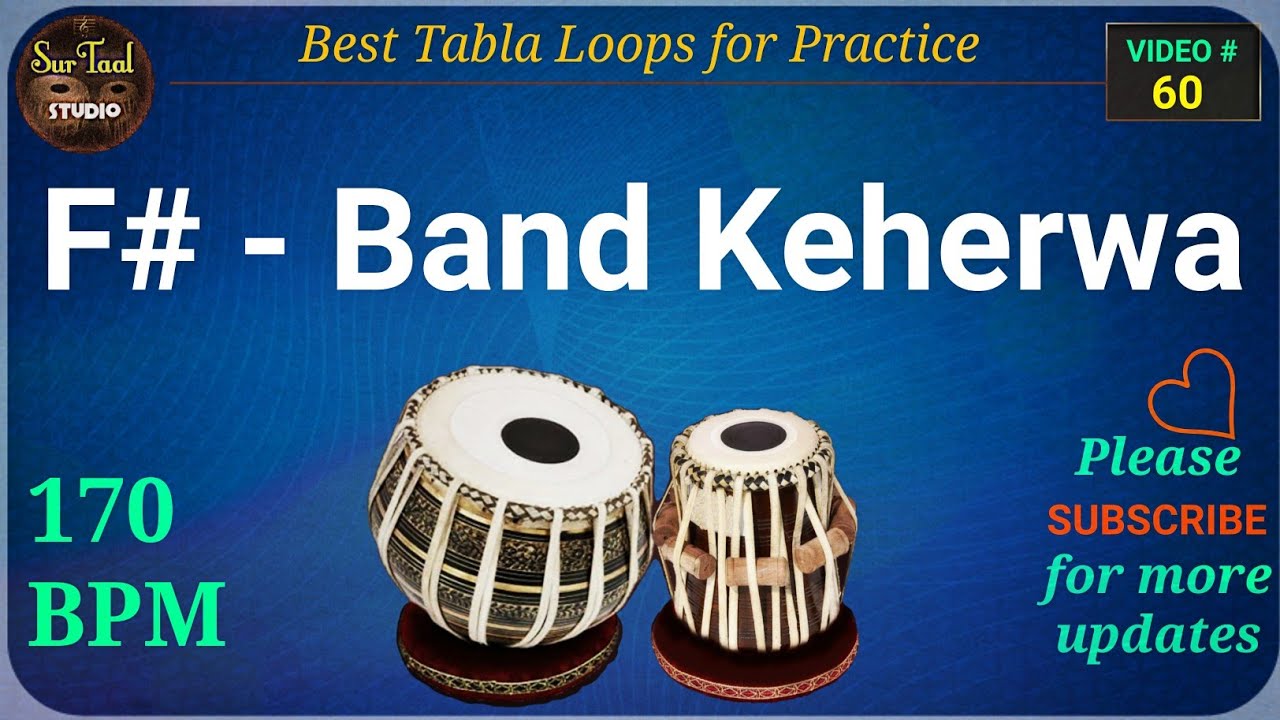 Band Keherwa Tabla Loop F# 170 BPM । बंद कहरवा तबला लूप रियाज़ के लिए