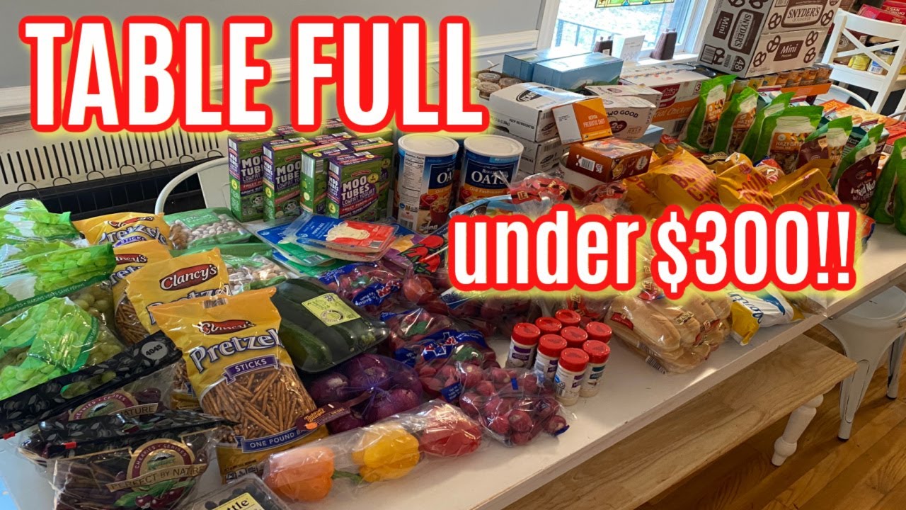 GROCERY DEALS FOR MY BIG FAMILY!! TABLE FULL OF GROCERIES FOR UNDER $300!!!