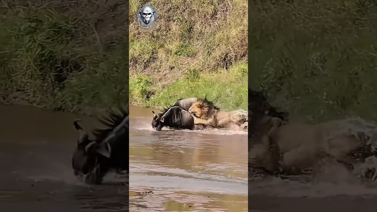 Эпичная охота львов пошла не по плану: внезапный удар из воды