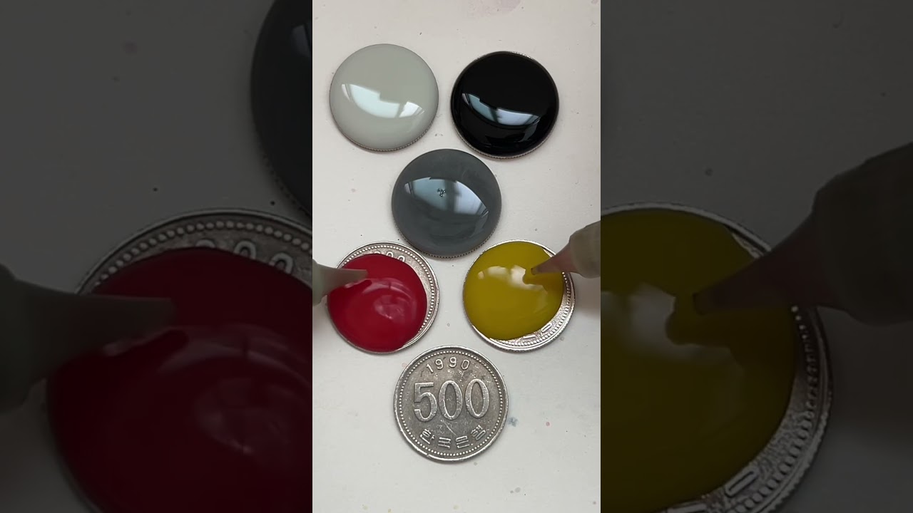Colorful Painted Coins 🎨 Turning Coins into MiniArt Reverse 🔄 #artwork #dye