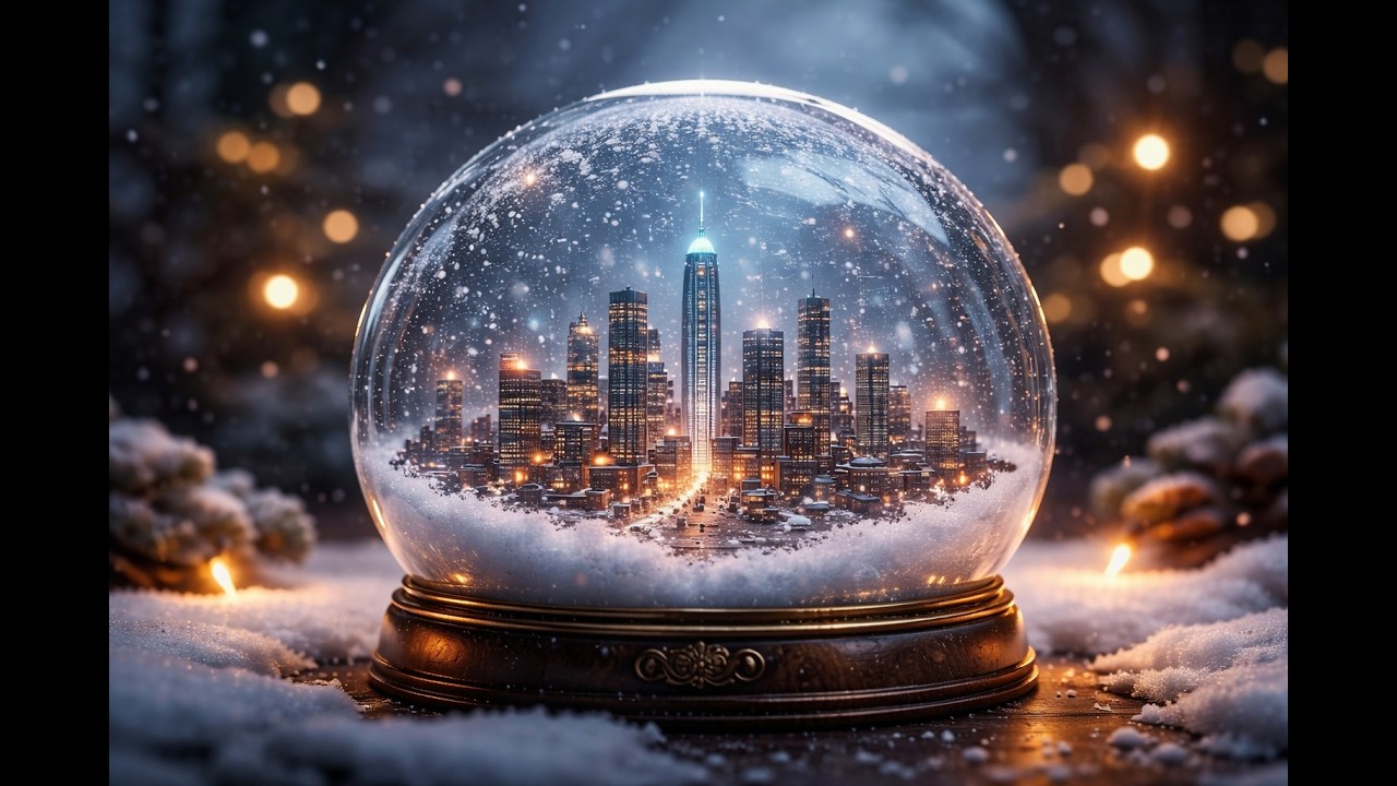 Futuristic City Inside a Snow globe | Magical Winter Ambience for Sleep, Relax & Focus