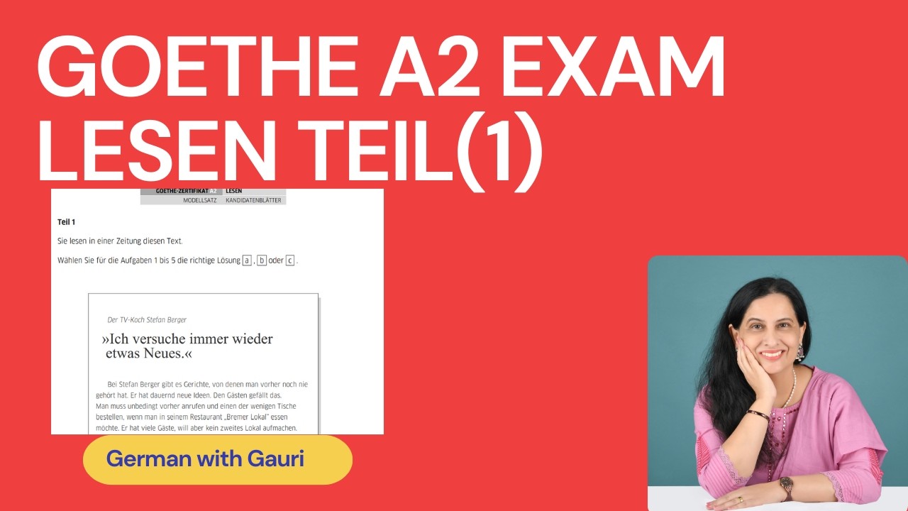 Goethe Zertifikat A2 Lesen Module (Teil 1) | German A2 Reading module | German with Gauri
