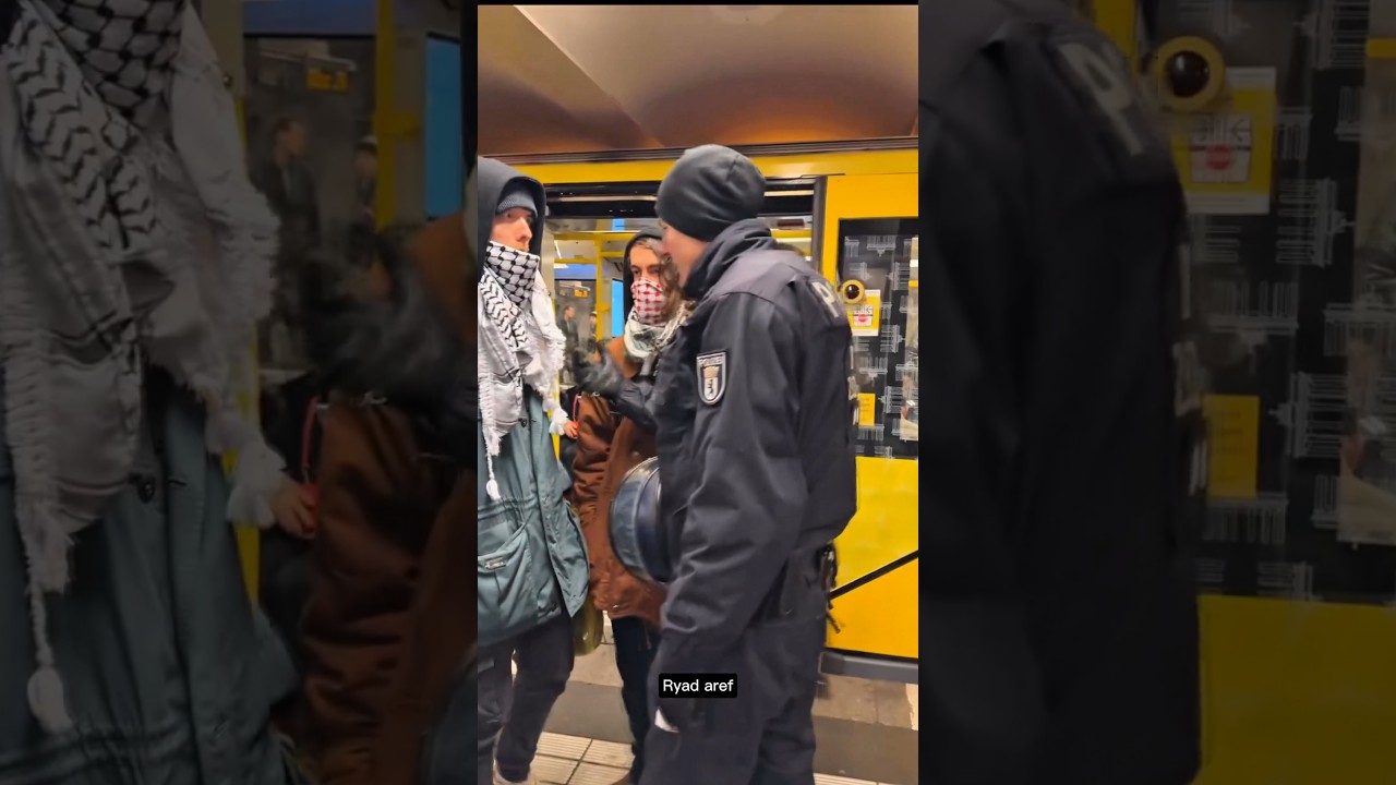 Tense moments unfolded inside Berlin&rsquo;s subway system as police stopped a supporter of Gaza&rsquo;s civi...