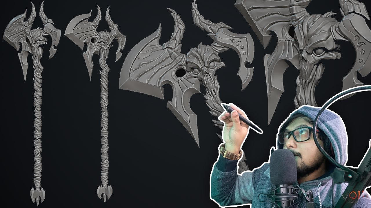 Sculpting Demon Axe In Zbrush | Quick Sculpt | VOIDART