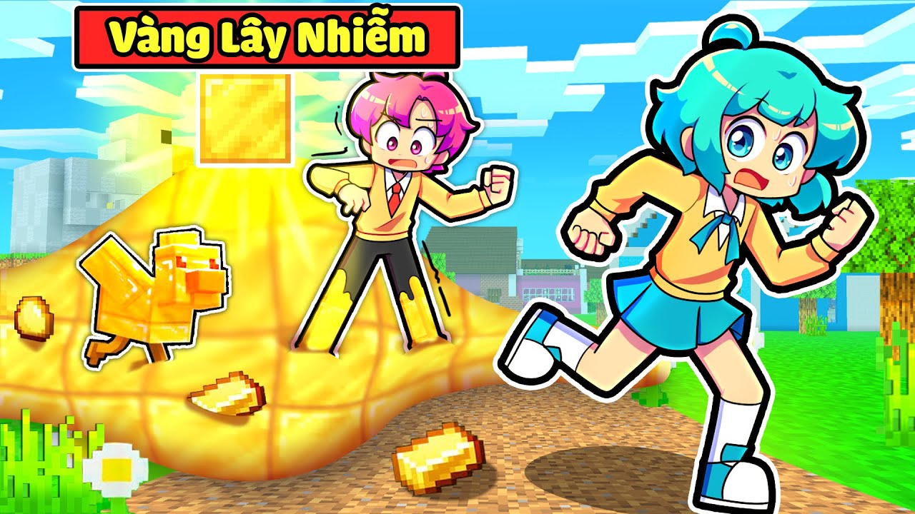 HIHA VÀ YUMMIE PHÁT HIỆN KHỐI VÀNG LÂY NHIỄM TRONG MINECRAFT*YUMMIE VÀNG LÂY NHIỄM 😱💛☢️