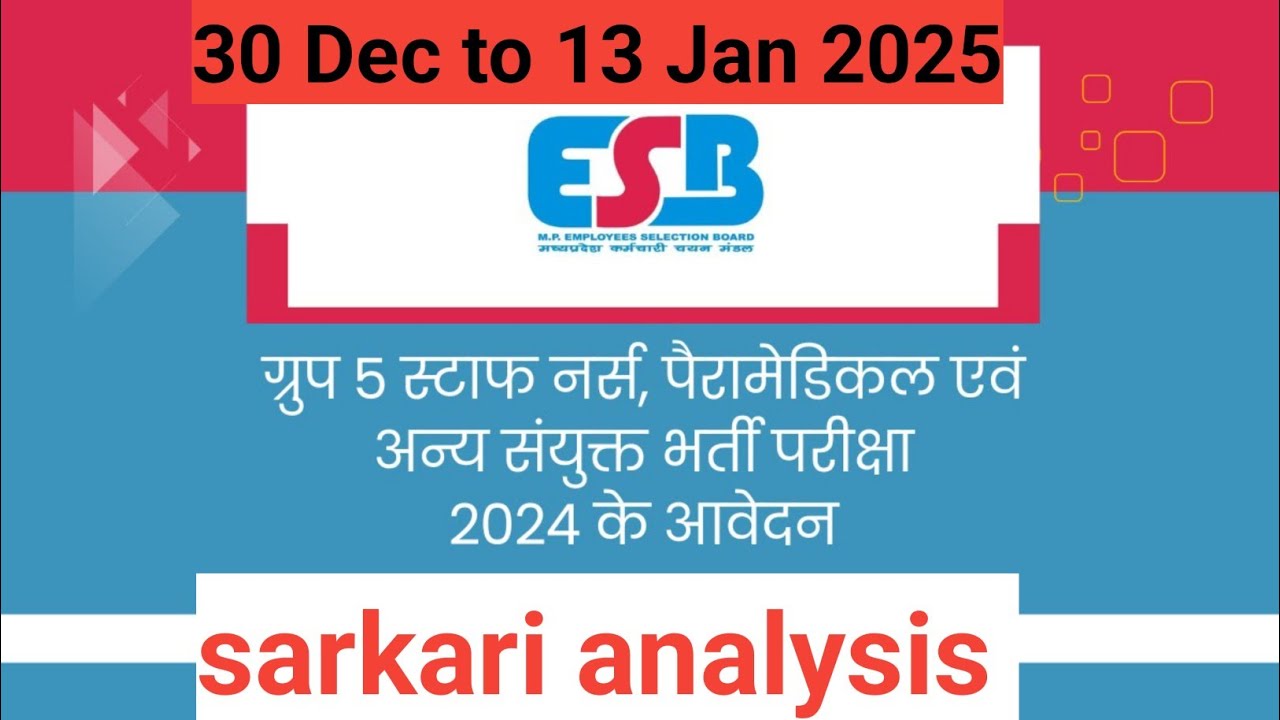 MPESB GROUP 5 Vacancy 2024, mp group 5 paramedical staff nurse bharti 2024, sarkar analysis