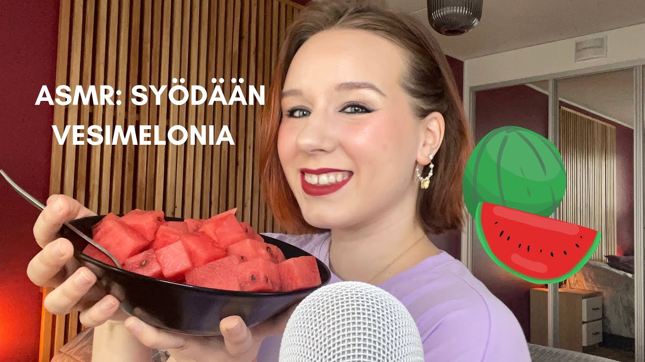 ASMR SUOMI Syödään vesimelonia (ei puhetta) 🍉 ASMR Watermelon eating (no talking)