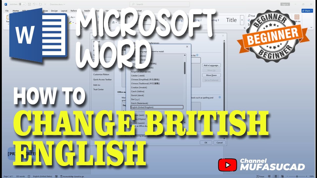 How To Change Microsoft Word To British English