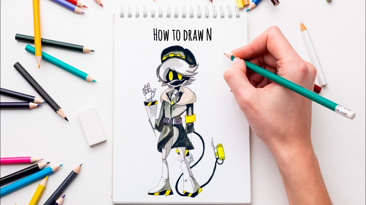 How to Draw N from Murder Drones | Easy Step By Step drawing n coloring Tutorial