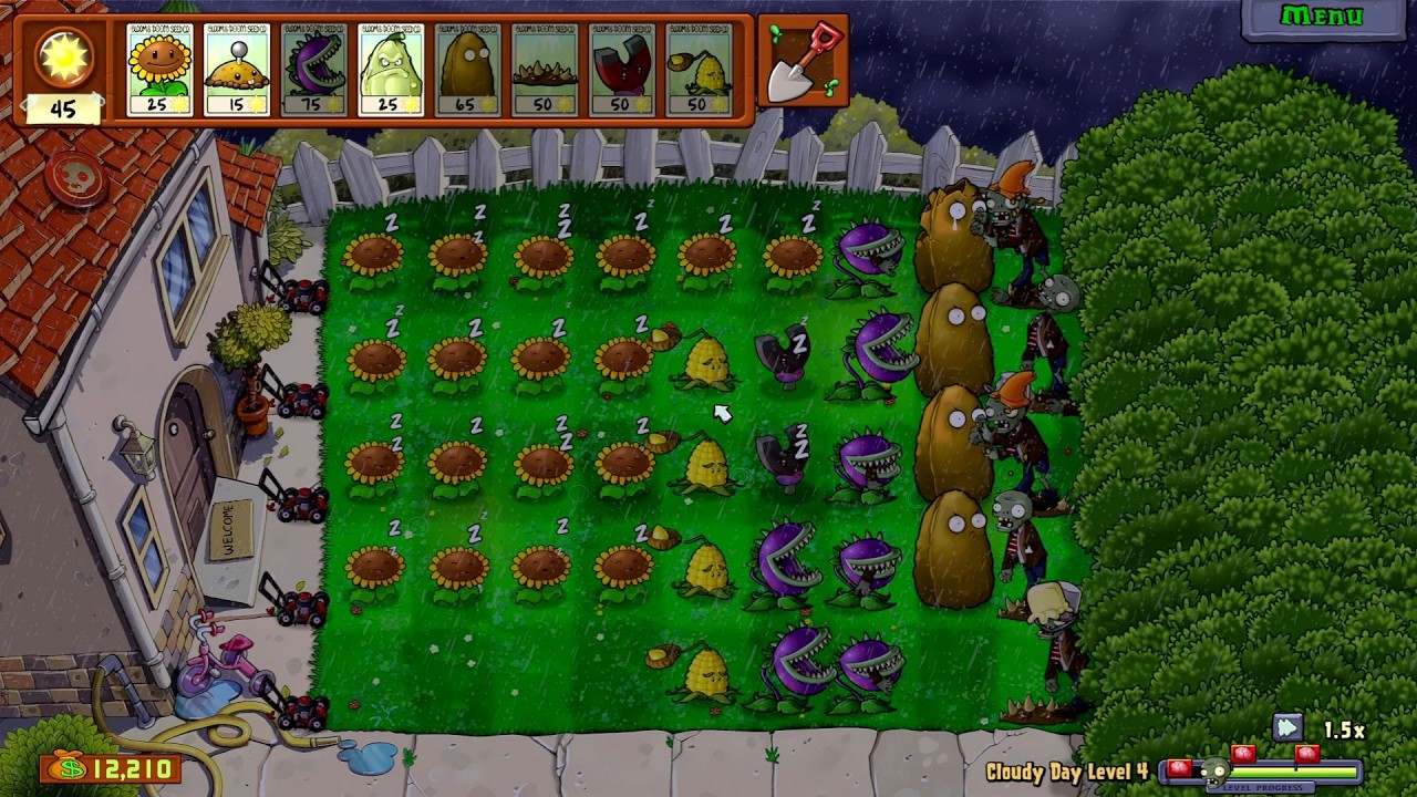 Plants VS. Zombies: Replanted (PC) // Облачный день (Уровни 1-4) - Полное прохождение
