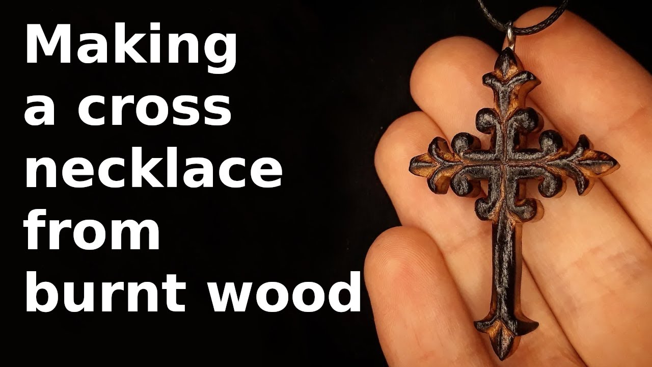 Making a cross necklace from burnt wood