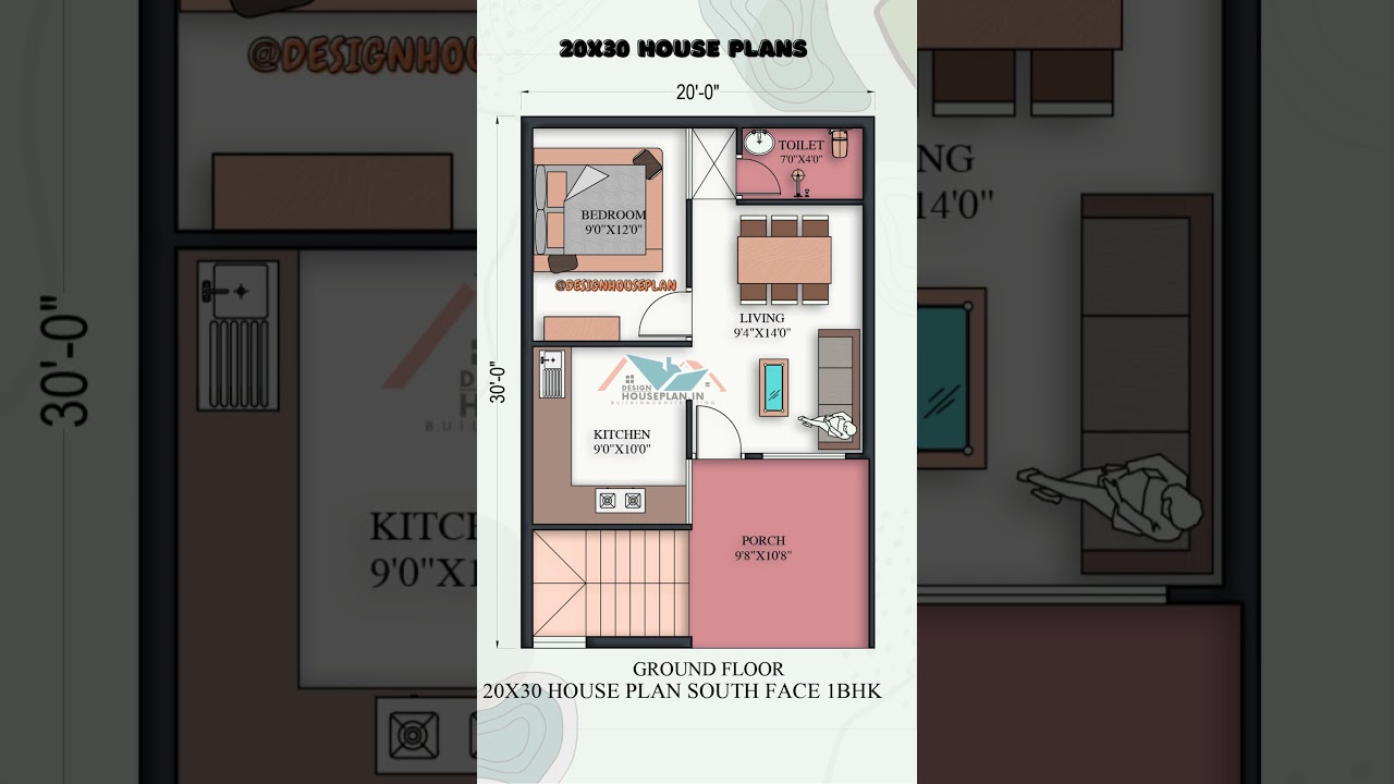 20x30 South Facing 1bhk House Plan With Car Parking