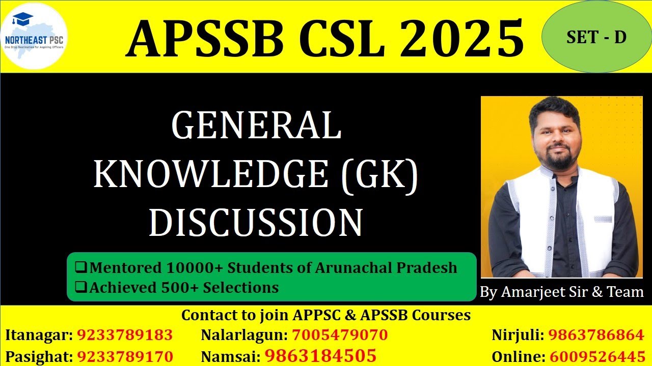 APSSB CSL 2025 GK/GS Set D Discussion By Ayan Sir #apssb #apssbgk